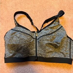 Heather Gray Women's Sports Bra with Front Zipper